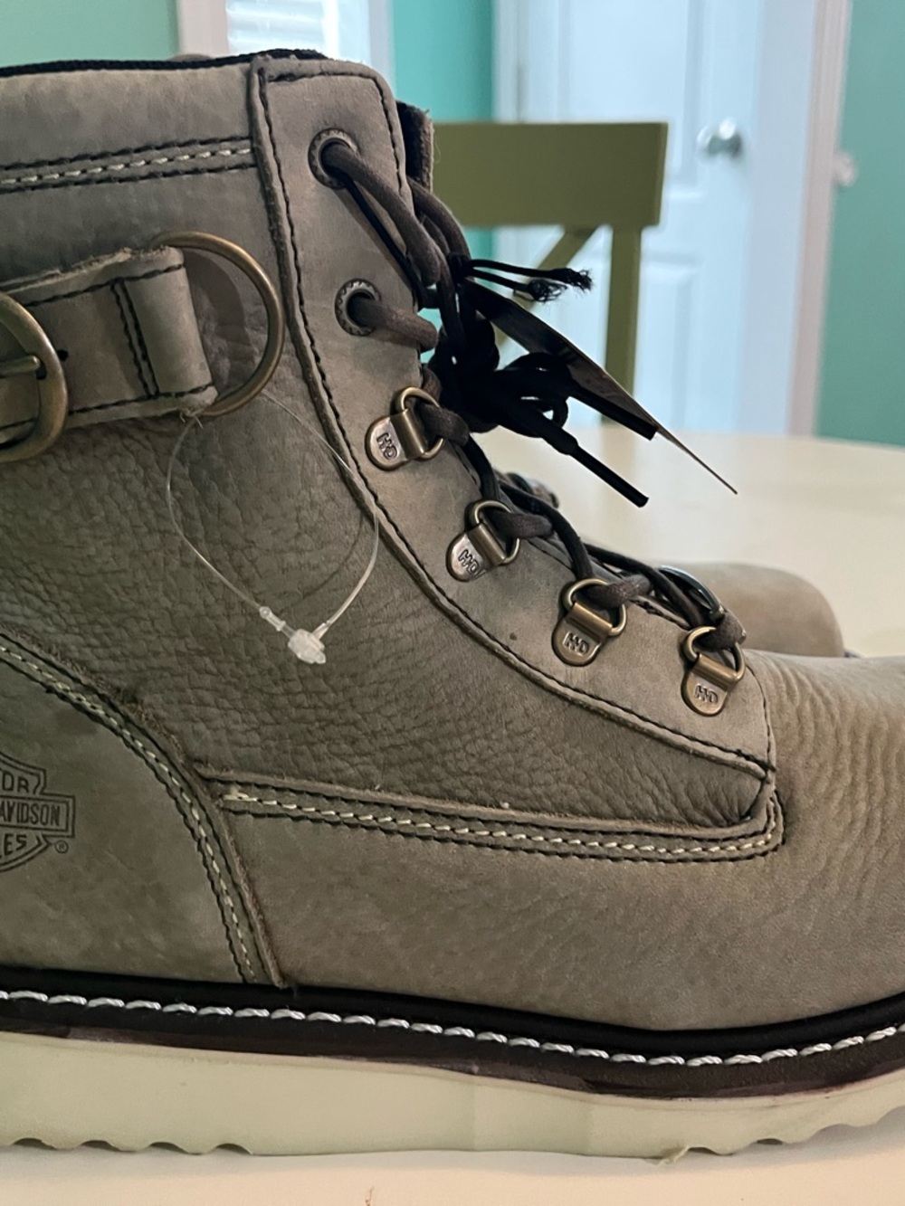 Harley-Davidson Marconi Moto Light Gray Lace-Up Motorcycle Boots NWT No Box - Picture 3 of 11